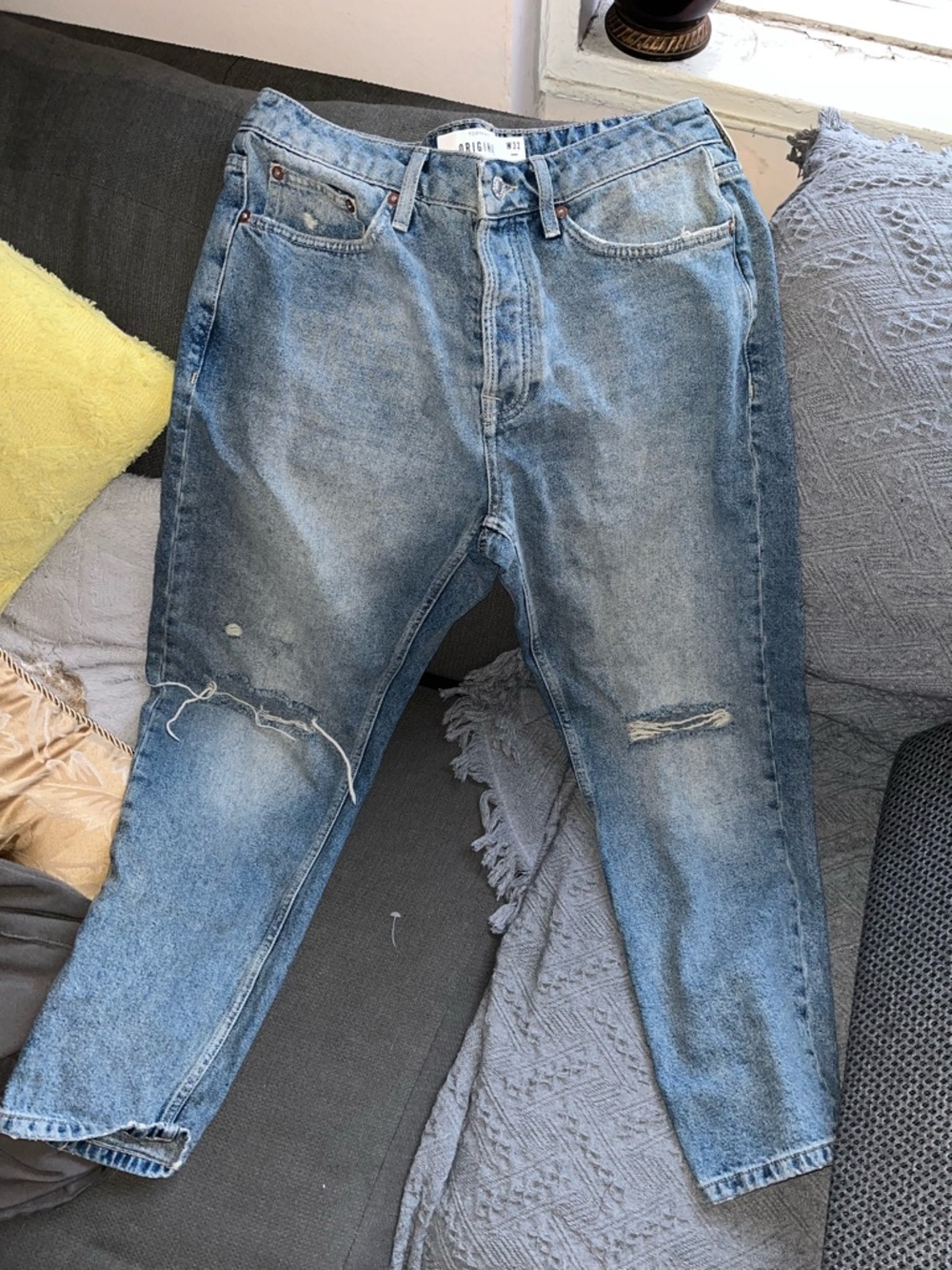 Topman Light Blue Distressed Men’s Jeans